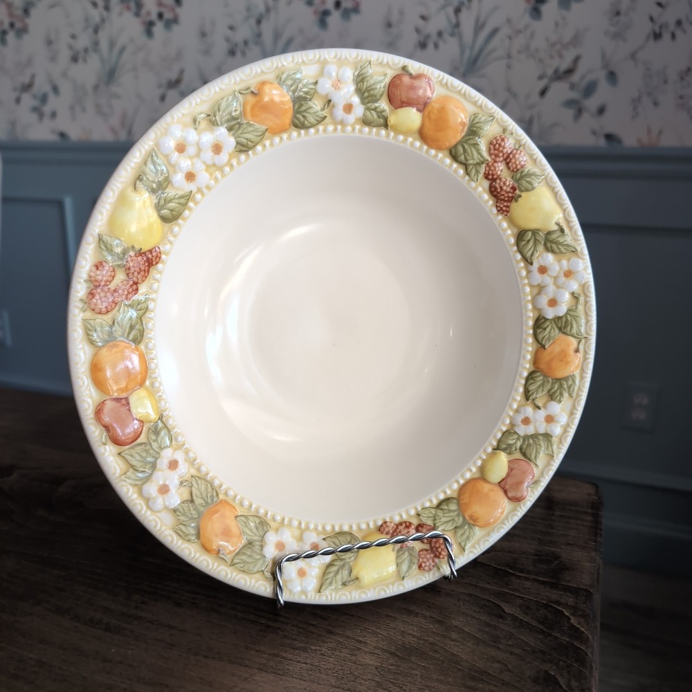 Vintage Metlox Vernon Ware Della Robbia 70s Fall Fruit 10.5" Serving Bowl USA